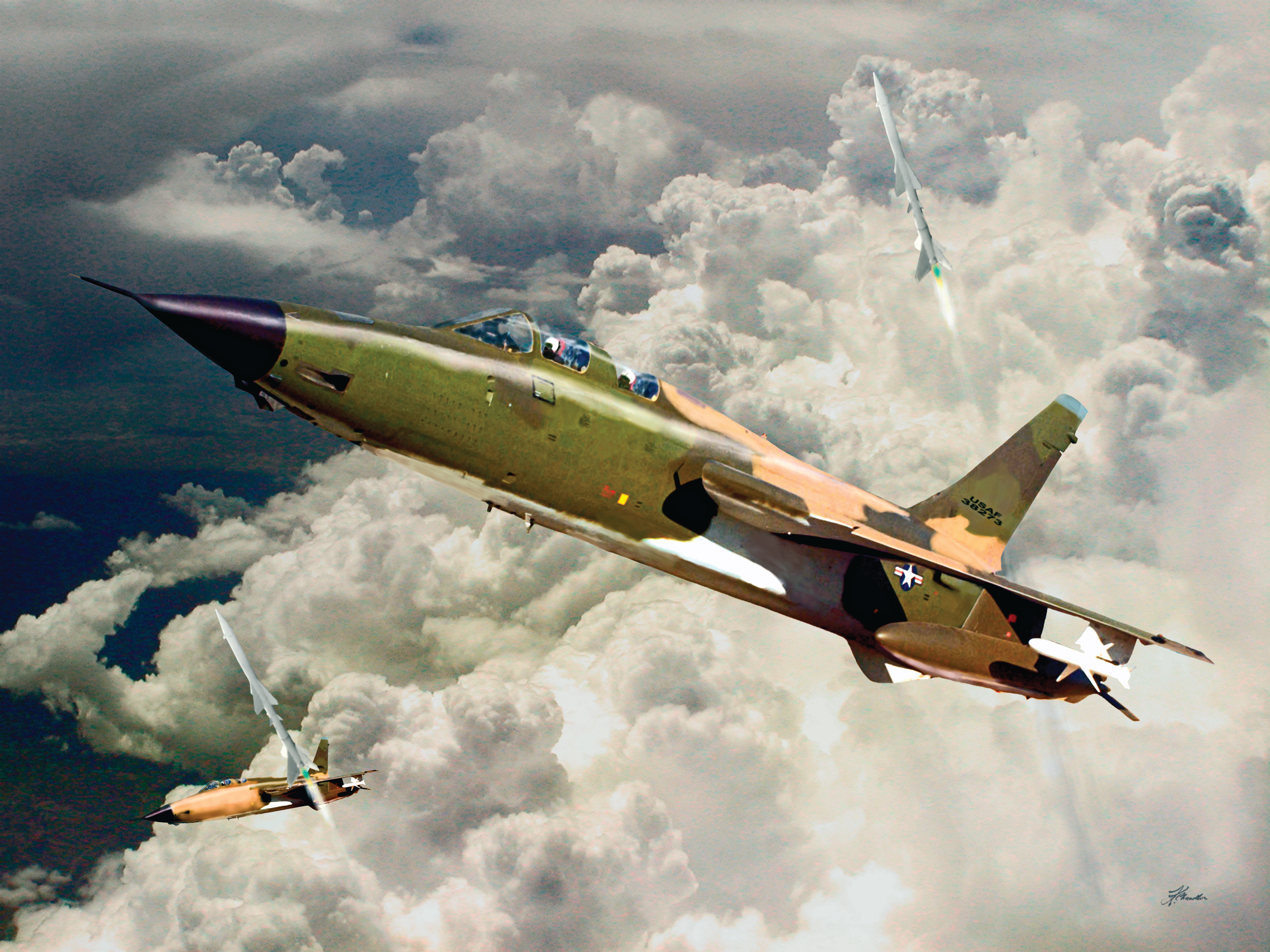 Air Force Art: F-105 over Vietnam, by Ken Chandler