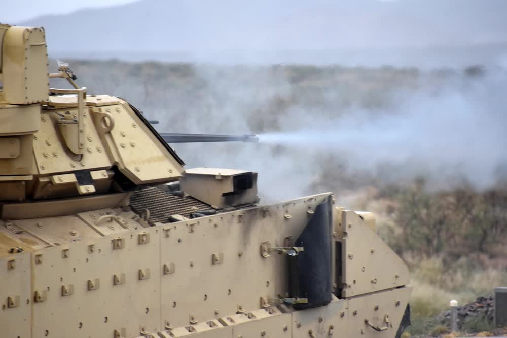 Bradley Bushmaster Chain gun firing